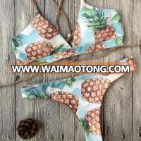 YY2373 2018 new fashion pineapple print two piece bikini